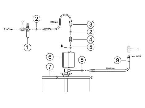 Комплект монтажный для насоса для бочек 180 кг с блоком подготовки воздуха (насос и уплотнительная пластина в комплект не входят)
