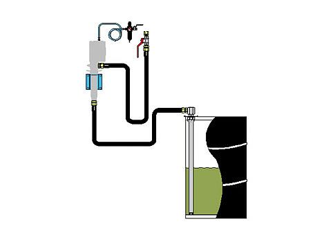 Комплект для монтажа масляного насоса с пневмоприводом (настен. крепл.) на бочку 205 л. и на IBC контейнер 1000 л., с фильтром-регулятором воздуха