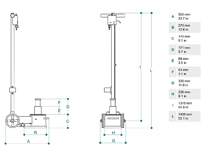 Домкрат пневмогидравлический низкий, 40/20 т Cattini