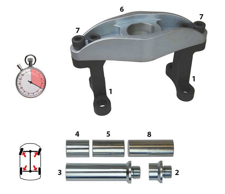 Комплект доп. оснастки для снятия ступицы 8/275, 10/335 грузовых автомобилей и автобусов на 45т. (комплект цилиндра 03-00026 45Т поставляется отдельно)