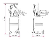 Маслораздатчик передвижной с пневматическим приводом, ёмкость 25 л, контроль уровня, манометр, 0,3-0,7 МПа; шланг 1,5 м., пистолет