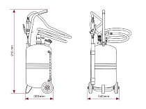 Маслораздатчик передвижной с пневматическим приводом, ёмкость 25 л, контроль уровня, манометр, 0,3-0,7 МПа; шланг 1,5 м., пистолет