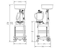Маслосборник передвижной, 65 л, с эжектором,комплектом щупов и прозрачной вакуумной камерой