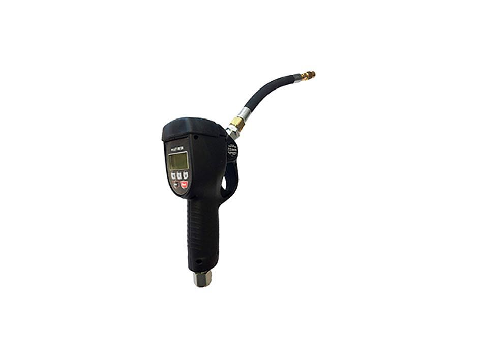 Пистолет для раздачи масла с цифровым расходомером с предустановкой объёма, гибкий носик 90°, автоматический каплеулавливатель, 1/2", 5МПа; 15 л./мин.