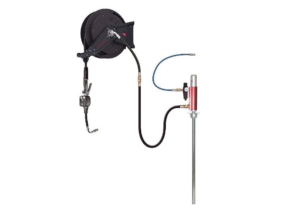 Комплект насоса 3:1 для раздачи масла из бочек 200л., катушка10 мх1/2"; электронный расходомер; 25 л./мин.,1МПа