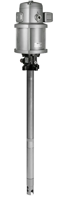 Насос высокопроизводительный для смазки для тяжёлых режимов работы с пневмоприводом 80:1 для бочки 50 кг, 650 мм, общая длина насоса 1,152 мм, Воздух: G 1/2” BSP (внутр.), Смазка: 1/2" BSP (внутр), произв-ть 8 кг/мин