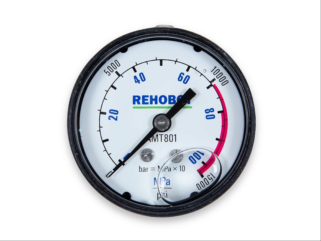 Манометр жидкозаполненный, 2 шкалы, диапазоны: 0-1000 бар, 0-15000 psi, 1/4"