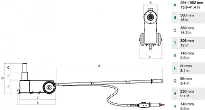 Домкрат пневмогидравлический ультракомпактный портативный, 20-10 т