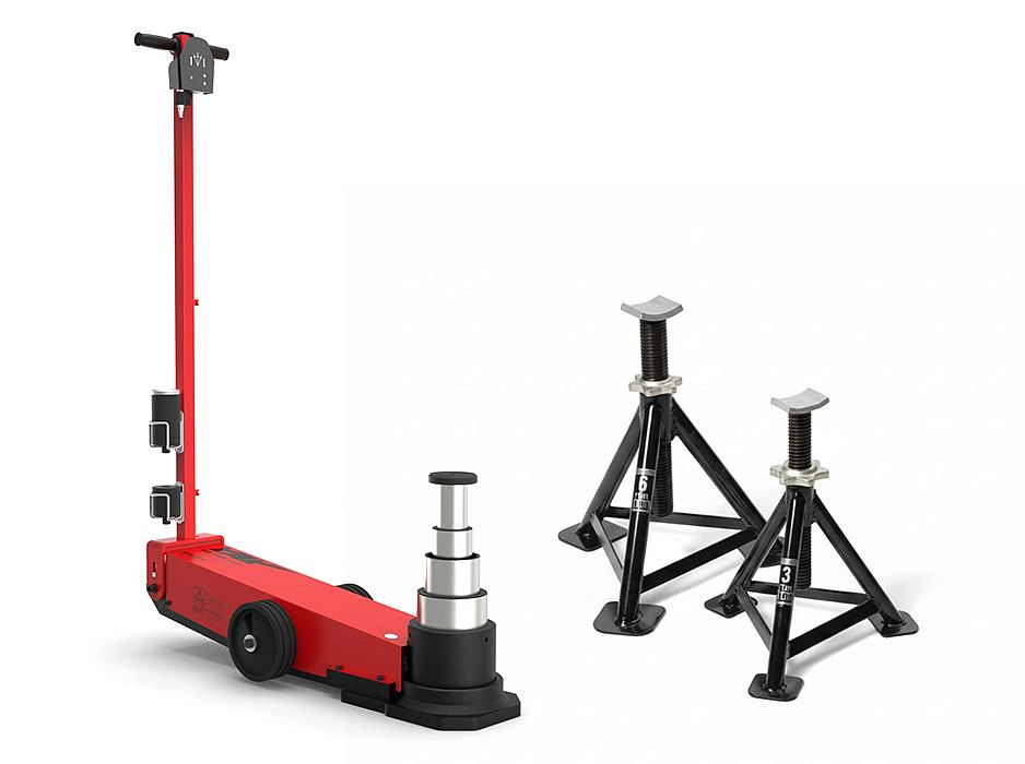 Домкрат пневмогидравлический, 80/50/25/15 т Cattini со страхующими стойками