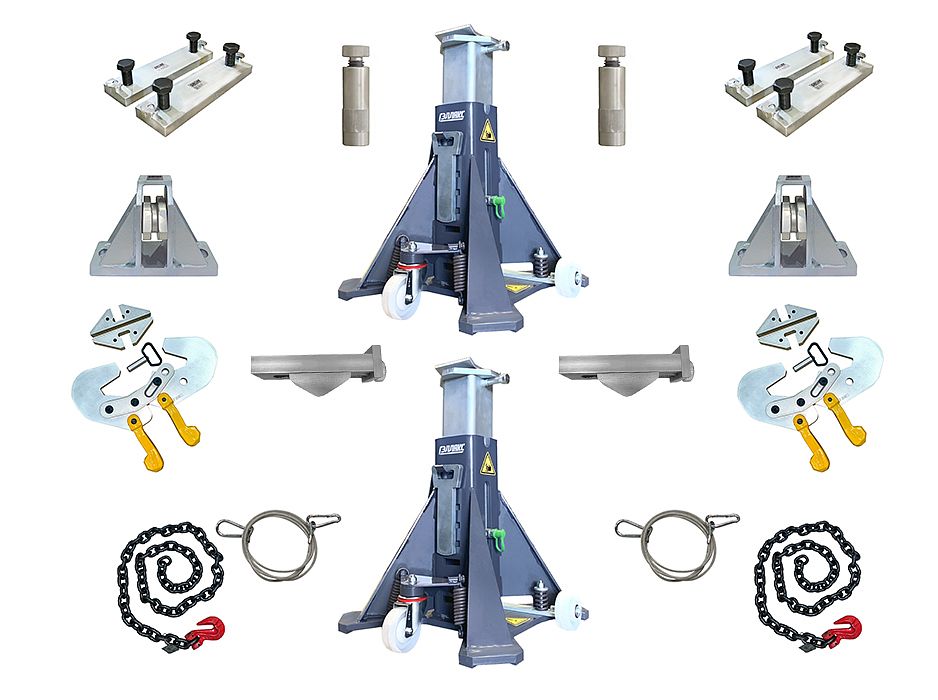 Комплект для правки деформаций рам прицепов в вертикальной плоскости 
