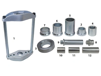 Комплект оснастки для выпрессовщика шкворней гидравлического на  45 тонн (комплект цилиндра поставляется отдельно)