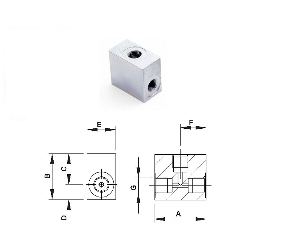 Коллектор распределительный, три выхода G1/4", 100 МПа