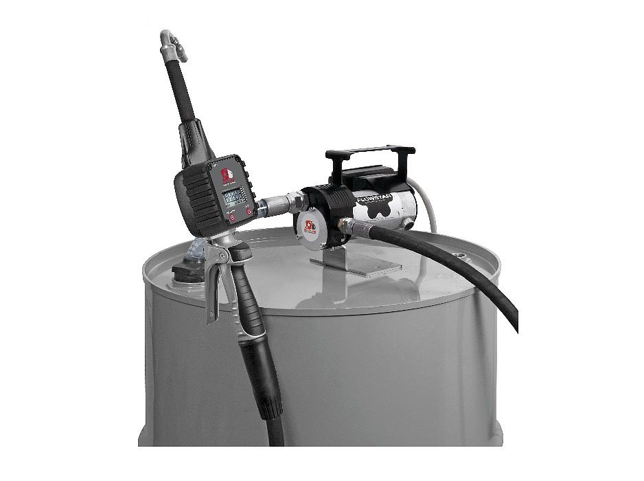 Комплект электрического насоса для раздачи масла из бочек 200 л.; 1 МПа; 4 л/мин; 12 В постоянного тока; 35 А.; IP44