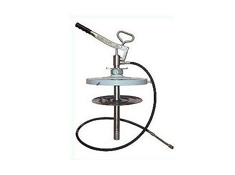 Нагнетатель смазки ручной высокого давления под бочки 12 - 15кг с пластиной следящей, 35МПа, 2 гр./ход штока, шланг 1,5 м с гидравлической муфтой. БОЧКА В КОМПЛЕКТ НЕ ВХОДИТ