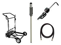 Комплект мобильный для раздачи масла из 200л бочек с тележкой (насос с пневмоприводом 5:1, пистолет с расходомером, жёсткий носик, шланг 3м)