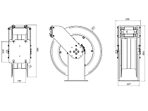 Катушка открытая с шлангом для раздачи смазки, цельностальная; шланг 20 м. х 1/2"; 35 МПа; 1/2"