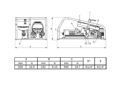 Насос гидравлический, пневматический привод, 227,5 МПа, 1000 см3, 12,1 кг