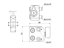 Клапан гидравлический направляющий, 1/4", 80 МПа