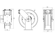 Катушка открытая для раздачи масла, шланг 20 м х 1/2"; 7,5 МПа; пистолет с механическим расходомером с предустановкой объёма
