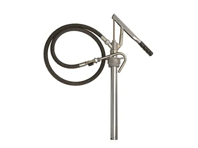 Насос ручной рычажный под бочки 60 л., для масел высокой вязкости, неагрессивных жидкостей, шланг 1,5м с запорным краном и изогнутым метал. носиком, производительность 0,1 л/ ход штока