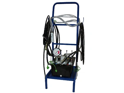 Насосная станция гидравлическая, пневматический привод, 4 выхода, с пультом ДУ, 70 МПа, 9200 см3