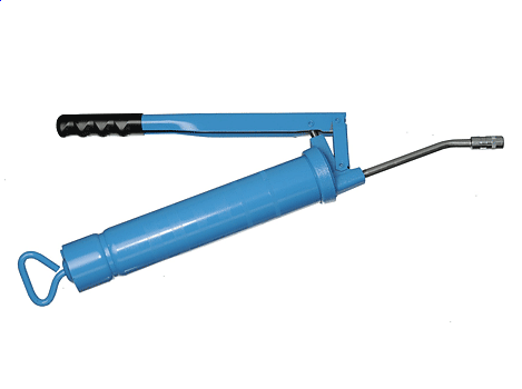 Насос рычажный ручной (Шприц) для смазки, Ø 53 x 237 мм., трубка с гидравлической 4х-щековой Ø 14 мм насадкой.Подача 0,8 г/ход (NLGI -2)