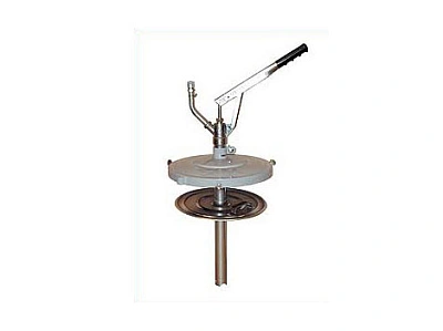 Насос ручной для наполнения смазкой пистолетов раздаточных, для бочек 12,5 - 15 кг., насос с прижимной пластиной, 80 гр. за один ход штока