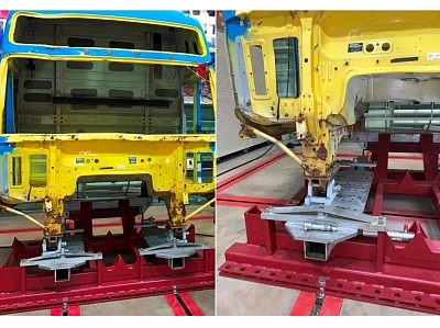 Стапель для правки кабин грузовиков с принадлежностями