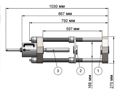 Выпрессовщик пальцев гусеничных цепей, гидравлический, усилие 63 т