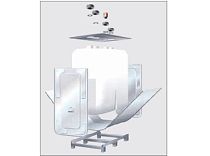 Ёмкость пластиковая объёмом 1500 л., обшитая листовым металлом,1630 х 770 х 1850h мм, 151 кг