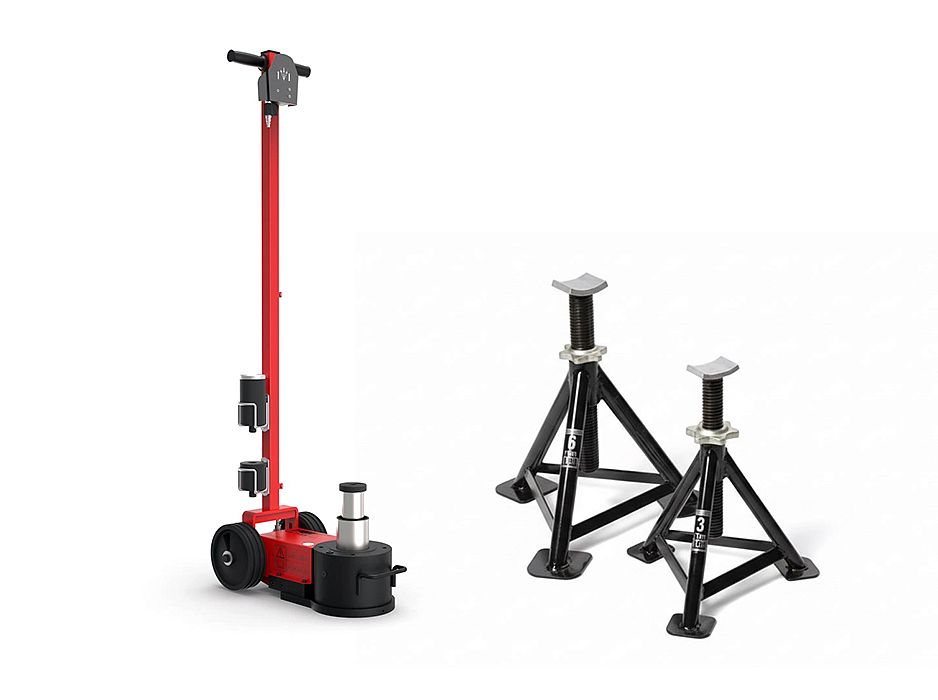 Домкрат пневмогидравлический низкий YAK215/N, 40/20 т Cattini со страхующими стойками