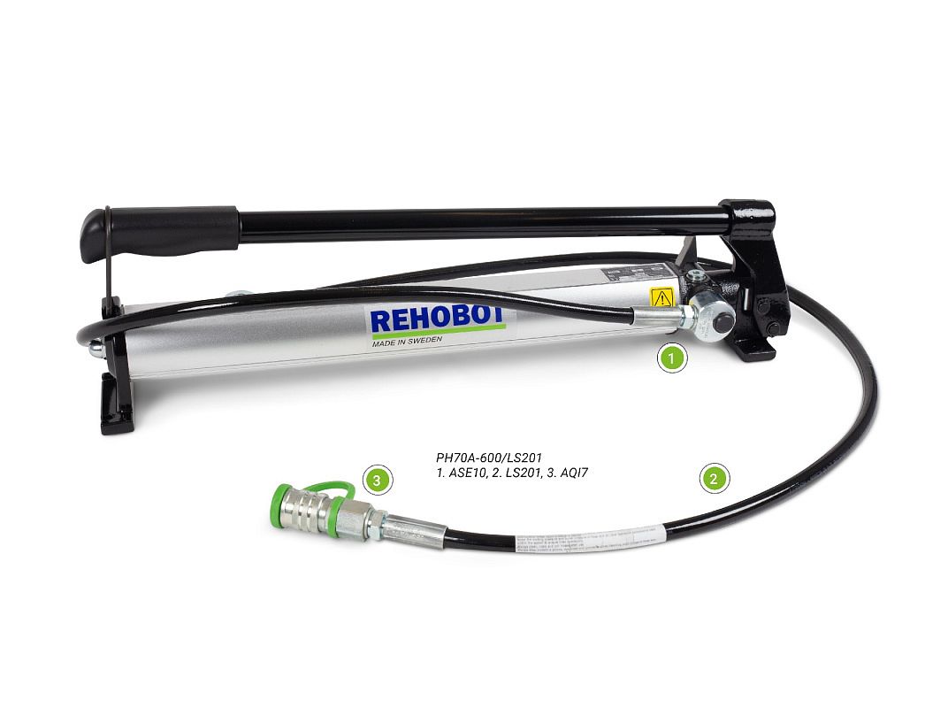 Насос ручной гидравлический одноступенчатый с шлангом и БРС (70МПа, 0,6л, 6 кг)