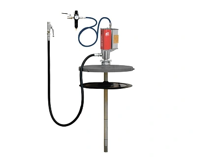 Нагнетатель смазки стационарный для бочки180 кг, с пластиной прижимной; пневмопривод 60:1; 1 МПа; 0,8 кг/мин.