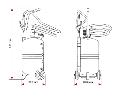 Маслораздатчик передвижной с ручным насосом, ёмкость 25 л, контроль уровня, шланг 1,5 м., пистолет