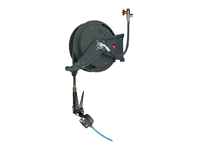 Катушка открытая для раздачи стеклоомывающей жидкости, шланг 15 м х 1/2";1,5 МПа; пистолет с цифровым расходомером