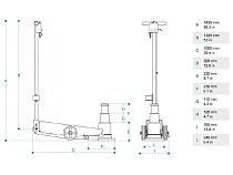 Домкрат пневмогидравлический, 60/30 т.  Мин. высота подхвата: 220 мм