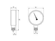Манометр, 2 шкалы, диапазоны: 0-500 кН, 0-50 т., 1/2"                        