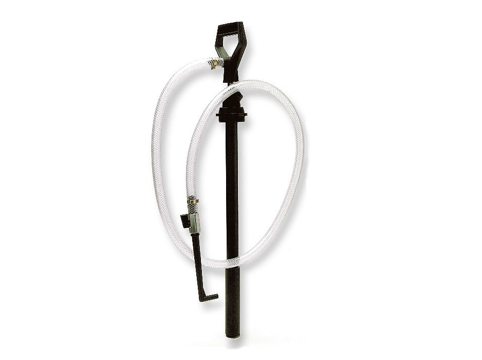 Насос ручной для трансмиссионного масла для бочек 20-25 л, 0,1 л/ход поршня, телескопическая труба L=310-430 мм.; 2” адаптер для бочки в комплекте; шланг 1,5м. 