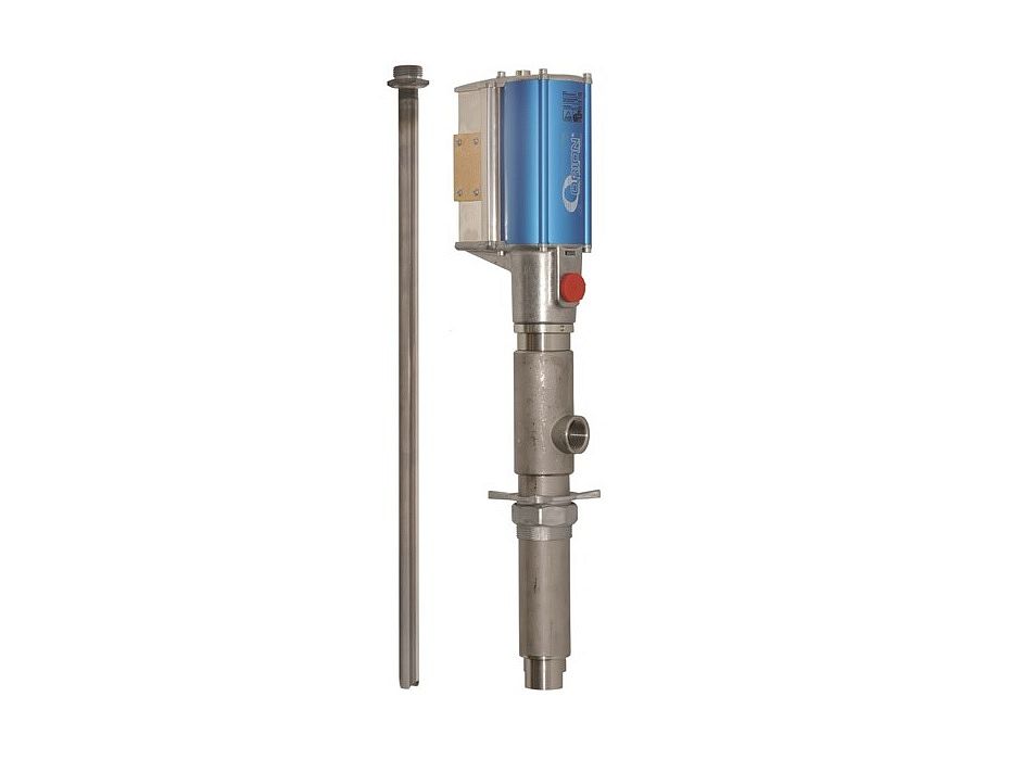 Насос с пневмоприводом для жидкости с всасывающей трубой, 4:1, нерж, 30л/мин, воздух G1/4"(f), выход: G3/4"(f), вход: насосная трубка, сертификат ATEX