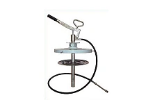 Нагнетатель смазки ручной высокого давления под бочки 20 кг с пластиной следящей, 35МПа, 2 гр. на ход штока, шланг 1,5 м с гидравлической муфтой