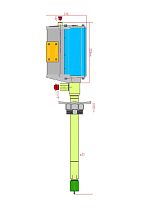Насос для смазки 60:1 для бочки 50 кг, 750 мм, общая длина насоса 1000мм, воздух G1/4" ( f )  , смазка выход G 3/8" ( f ), производительность 1000 г/мин