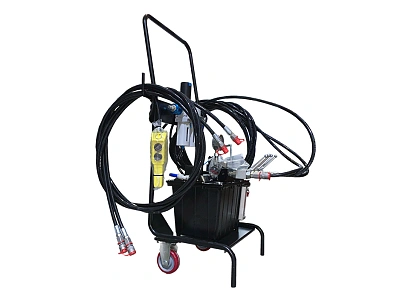 Насосная станция гидравлическая, пневматический привод, 4 выхода, с пультом ДУ, 70 МПа, 9200 см3