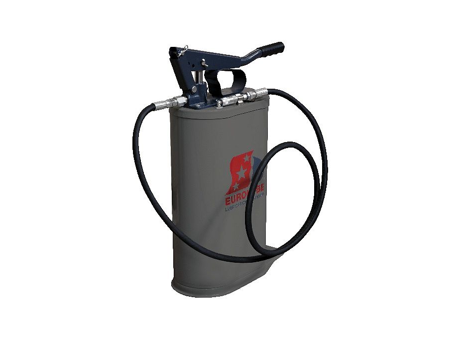 Нагнетатель смазки с ручным приводом и овальной ёмкостью на 16 кг., шланг длиной 2 м. с муфтой 