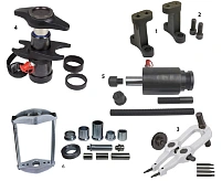 Комплект выпрессовщиков для сервиса грузового транспорта с ударным гидроцилиндром 45 тонн выпрессовщик шворней, съемник ступиц, выпрессовщик пальцев Выпрессовщик шкворней  для грузовых автомобилей