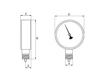Манометр, 5 шкал, диапазоны: 0-400 кН, 0-600 кН, 0-1000 кН, 0-70 МПа, 0-10000 psi, 1/2"
