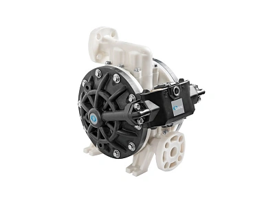 Насос диафрагменный с пневмоприводом, 1:1;  200 л/мин, воздух 0,8 МПа, G3/8"(f), вход/выход G1"(f), Корпус - Полипропилен